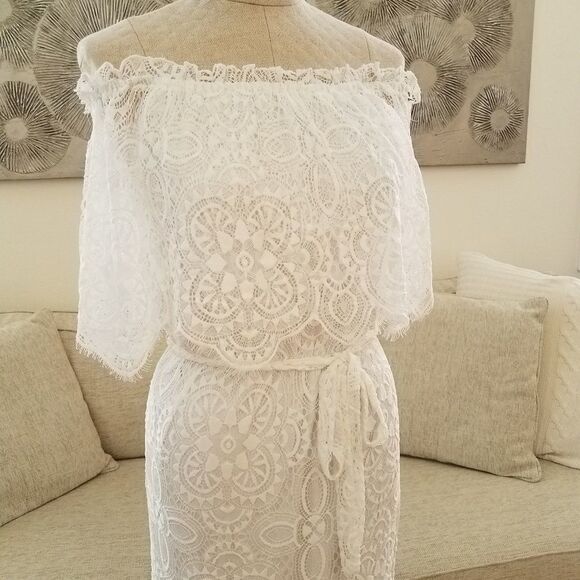 Charles Henry Lace Popover Maxi Dress sz Small - Picture 3 of 8